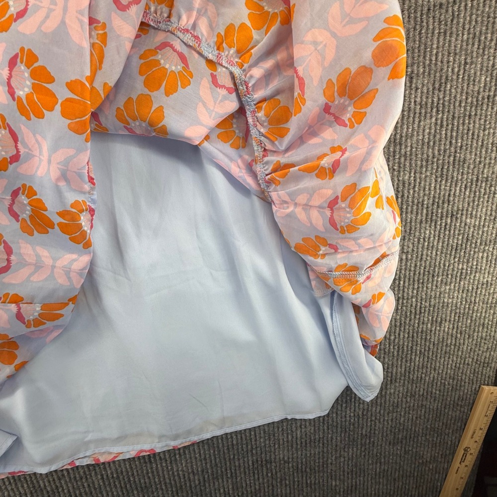 J. Marie Dress Womens Size M Blue Orange Floral Tiered Babydoll JM1899 Excellent - Picture 6 of 7